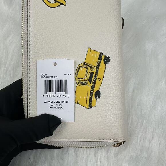 Coach Long Zip Around Wallet With Sketch Print In Chalk Multi CAX11 NWT - Picture 4 of 6